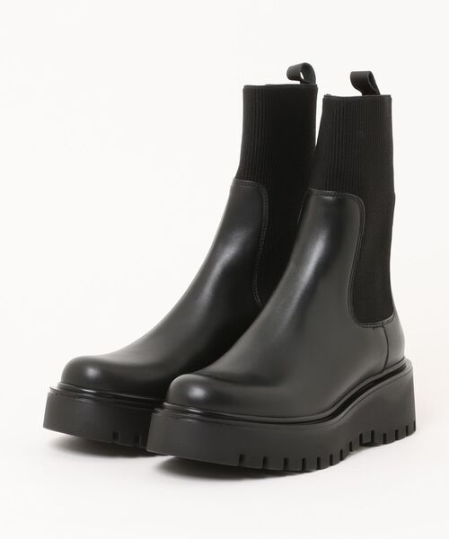 コルソローマ サイドゴアブーツ ブラック 厚底 コルソローマ ノーヴェ CORSO ROMA 9 厚底サイドゴアショートブーツ