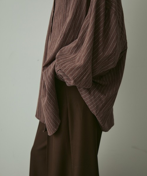 full/fill.（フルフィル）の「natural stripe over shirt / ナチュラルストライプオーバーシャツ（シャツ/ブラウス・レディース・ブラック/アイボリー/ブラウン・FREE）」の19枚目の写真