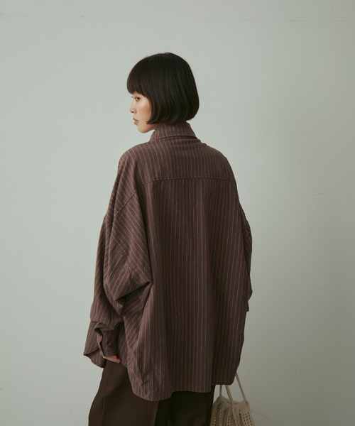 full/fill.（フルフィル）の「natural stripe over shirt / ナチュラルストライプオーバーシャツ（シャツ/ブラウス・レディース・ブラック/アイボリー/ブラウン・FREE）」の17枚目の写真