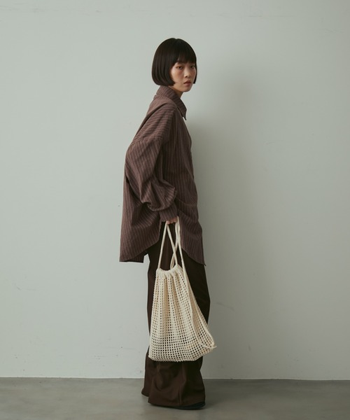 full/fill.（フルフィル）の「natural stripe over shirt / ナチュラルストライプオーバーシャツ（シャツ/ブラウス・レディース・ブラック/アイボリー/ブラウン・FREE）」の18枚目の写真