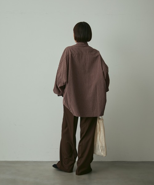 full/fill.（フルフィル）の「natural stripe over shirt / ナチュラルストライプオーバーシャツ（シャツ/ブラウス・レディース・ブラック/アイボリー/ブラウン・FREE）」の16枚目の写真