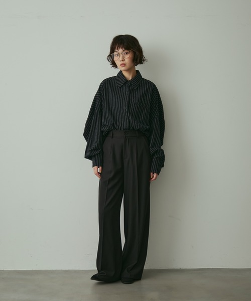 full/fill.（フルフィル）の「natural stripe over shirt / ナチュラルストライプオーバーシャツ（シャツ/ブラウス・レディース・ブラック/アイボリー/ブラウン・FREE）」の22枚目の写真