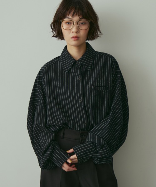 full/fill.（フルフィル）の「natural stripe over shirt / ナチュラルストライプオーバーシャツ（シャツ/ブラウス・レディース・ブラック/アイボリー/ブラウン・FREE）」の21枚目の写真