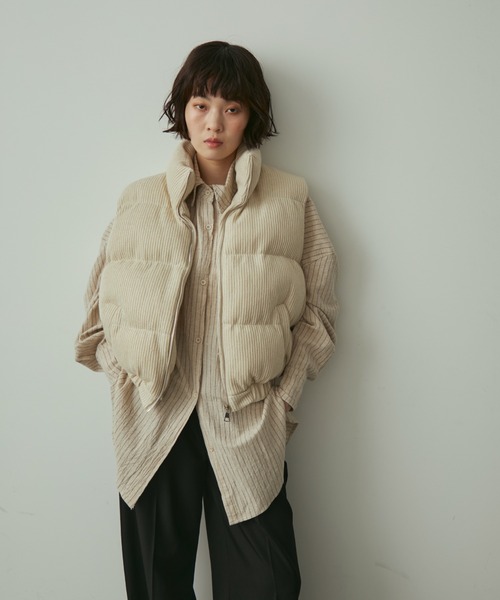 full/fill.（フルフィル）の「natural stripe over shirt / ナチュラルストライプオーバーシャツ（シャツ/ブラウス・レディース・ブラック/アイボリー/ブラウン・FREE）」の9枚目の写真