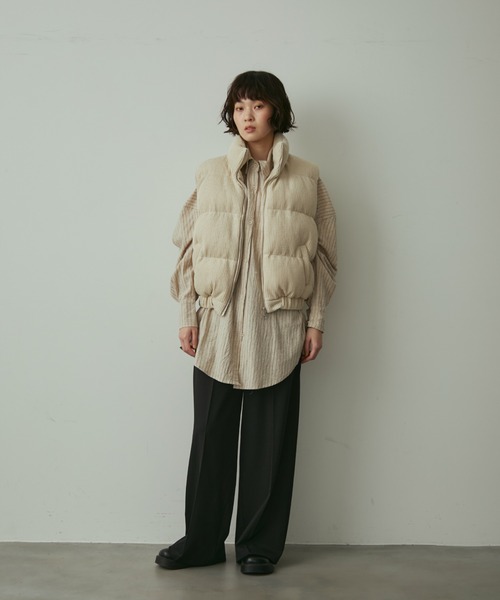 full/fill.（フルフィル）の「natural stripe over shirt / ナチュラルストライプオーバーシャツ（シャツ/ブラウス・レディース・ブラック/アイボリー/ブラウン・FREE）」の11枚目の写真