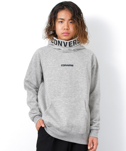 CONVERSE(コンバース)の「【裏起毛】CONVERSE 別注フードプリントフーディートレーナー(パーカー・キッズ・杢グレー/チャコールグレー/ブラック・150/160/140/130)」の3枚目の写真