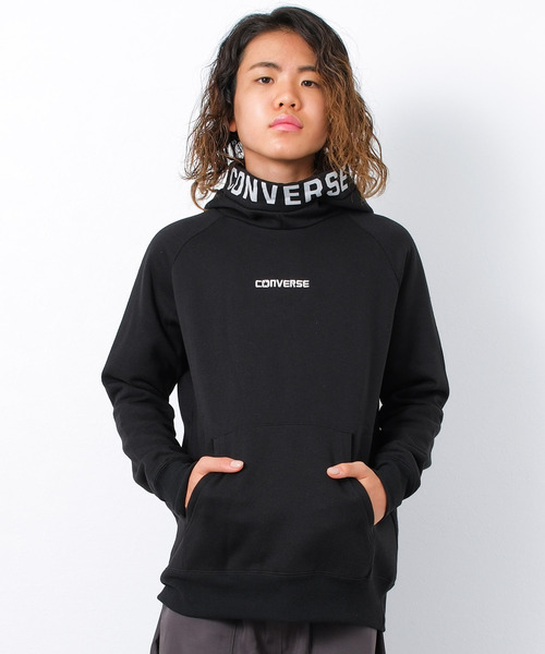 CONVERSE(コンバース)の「【裏起毛】CONVERSE 別注フードプリントフーディートレーナー(パーカー・キッズ・杢グレー/チャコールグレー/ブラック・150/160/140/130)」の2枚目の写真