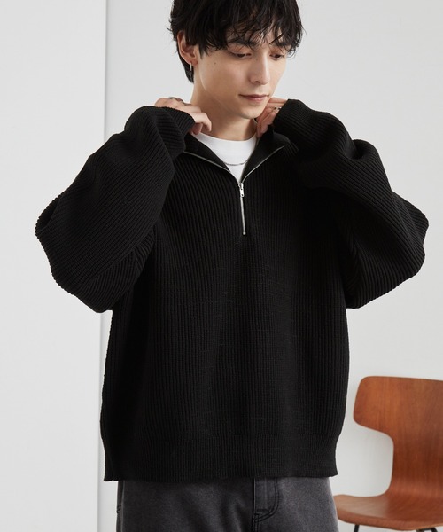 GGG for ESTNATION 圧縮ウール ハーフジップ 黒 L trim_ofcrs_itemfe27f0ac99e211f