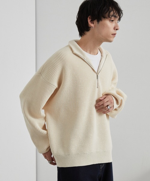 マンシングウェア　ニット　フリーサイズ　黒×オフホワイト　美品　裏地付 JIGGYS SHOP（ジギーズショップ） セーター ニット モックネック