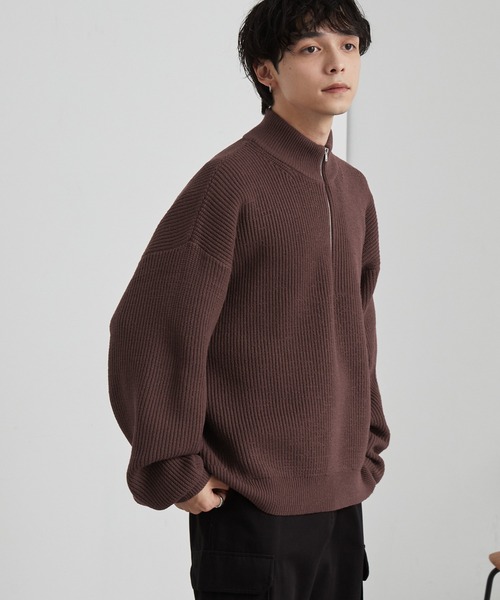 帯電防止/ウォッシャブル/アンチピリング> バルキー片畦編み オーバー