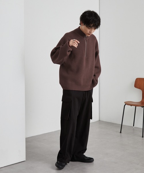 帯電防止/ウォッシャブル/アンチピリング> バルキー片畦編み オーバー