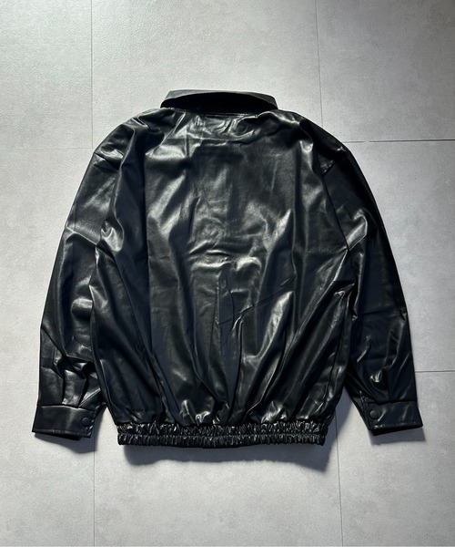 VIBGYOR（ヴィブジョー）の「PU オーバーサイズシャツジャケット/韓国ファッション アウター 秋冬 (CZ)（その他アウター・レディース・ブラック/ブラウン・L/M）」の4枚目の写真