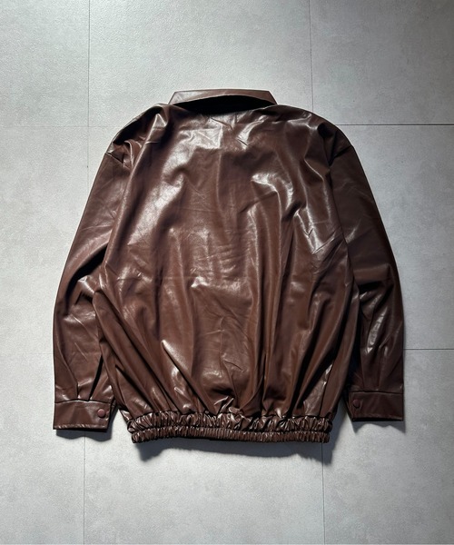 VIBGYOR（ヴィブジョー）の「PU オーバーサイズシャツジャケット/韓国ファッション アウター 秋冬 (CZ)（その他アウター・レディース・ブラック/ブラウン・L/M）」の6枚目の写真