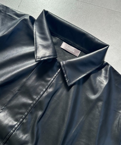 VIBGYOR（ヴィブジョー）の「PU オーバーサイズシャツジャケット/韓国ファッション アウター 秋冬 (CZ)（その他アウター・レディース・ブラック/ブラウン・L/M）」の7枚目の写真