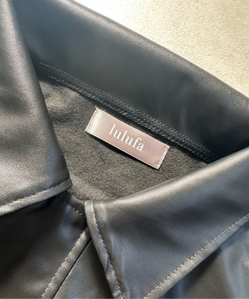 VIBGYOR（ヴィブジョー）の「PU オーバーサイズシャツジャケット/韓国ファッション アウター 秋冬 (CZ)（その他アウター・レディース・ブラック/ブラウン・L/M）」の8枚目の写真