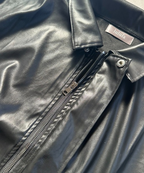 VIBGYOR（ヴィブジョー）の「PU オーバーサイズシャツジャケット/韓国ファッション アウター 秋冬 (CZ)（その他アウター・レディース・ブラック/ブラウン・L/M）」の9枚目の写真