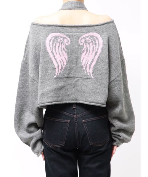 jouetie（ジュエティ）の「オフショルチョーカーショートニット（ニット/セーター・レディース・アイボリー/ブラック/グレー・MEDIUM）」の18枚目の写真