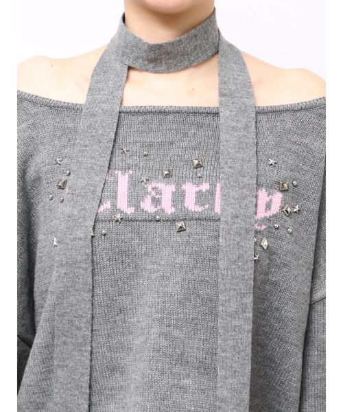 jouetie（ジュエティ）の「オフショルチョーカーショートニット（ニット/セーター・レディース・アイボリー/ブラック/グレー・MEDIUM）」の17枚目の写真