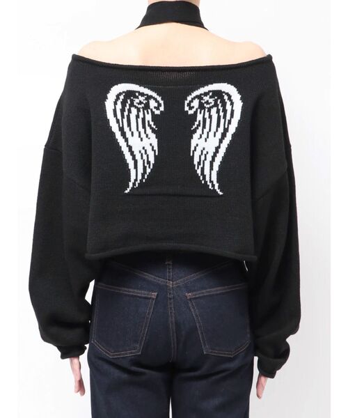 jouetie（ジュエティ）の「オフショルチョーカーショートニット（ニット/セーター・レディース・アイボリー/ブラック/グレー・MEDIUM）」の12枚目の写真