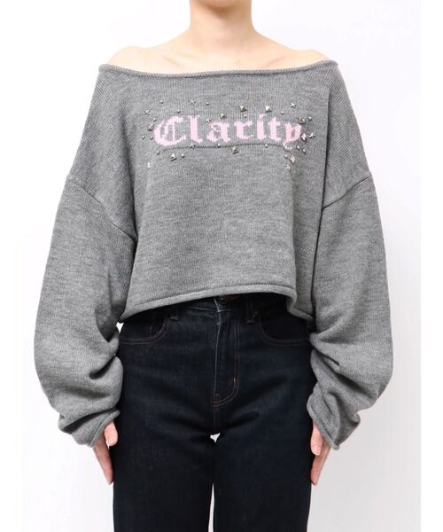 jouetie（ジュエティ）の「オフショルチョーカーショートニット（ニット/セーター・レディース・アイボリー/ブラック/グレー・MEDIUM）」の11枚目の写真