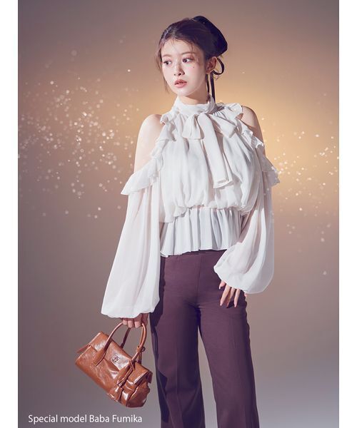 SNIDEL（スナイデル）の「シフォンボリュームブラウス（シャツ