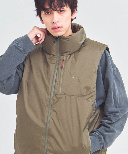 NANGA(ナンガ)の「NANGA-オーロラテックス スタンドカラー ダウンベスト(ダウンベスト・メンズ・グレー/ブラック・M/L/XL)」の1枚目の写真