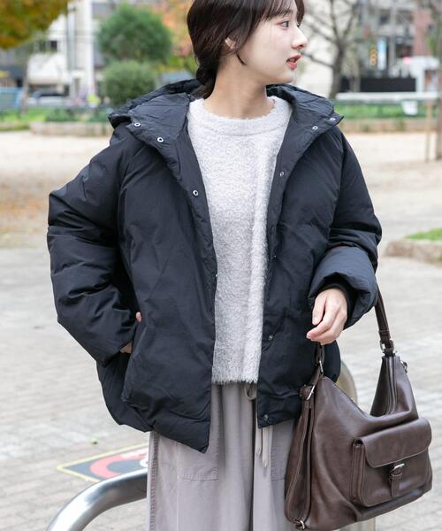 ITEMS URBANRESEARCH（アイテムズ アーバンリサーチ）の「GREENDOWNコクーンフードジャケット（ダウンジャケット/コート・レディース・ホワイト系その他/ブラック・FREE）」の12枚目の写真