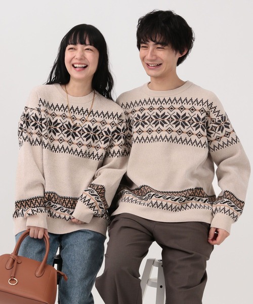 GLOBAL WORK（グローバルワーク）の「やわらかリッチモールニット/柄/581135（ニット/セーター・メンズ・チャコールグレー/ライトグレー/ブラック/ネイビー/ブルー/グレイッシュベージュ・SMALL/MEDIUM/LARGE/X-LARGE）」の4枚目の写真