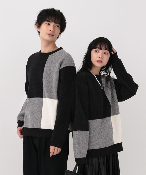 GLOBAL WORK（グローバルワーク）の「やわらかリッチモールニット/柄/581135（ニット/セーター・メンズ・チャコールグレー/ライトグレー/ブラック/ネイビー/ブルー/グレイッシュベージュ・SMALL/MEDIUM/LARGE/X-LARGE）」の2枚目の写真