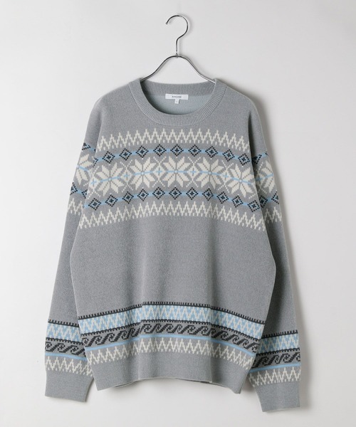 GLOBAL WORK（グローバルワーク）の「やわらかリッチモールニット/柄/581135（ニット/セーター・メンズ・チャコールグレー/ライトグレー/ブラック/ネイビー/ブルー/グレイッシュベージュ・SMALL/MEDIUM/LARGE/X-LARGE）」の11枚目の写真