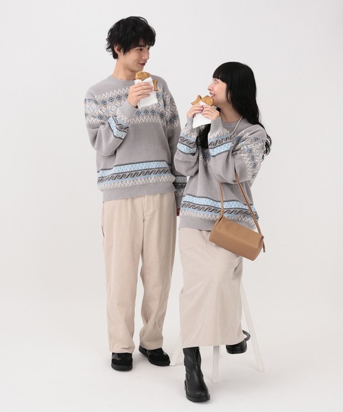 セール】やわらかリッチモールニット/柄/581135（ニット/セーター