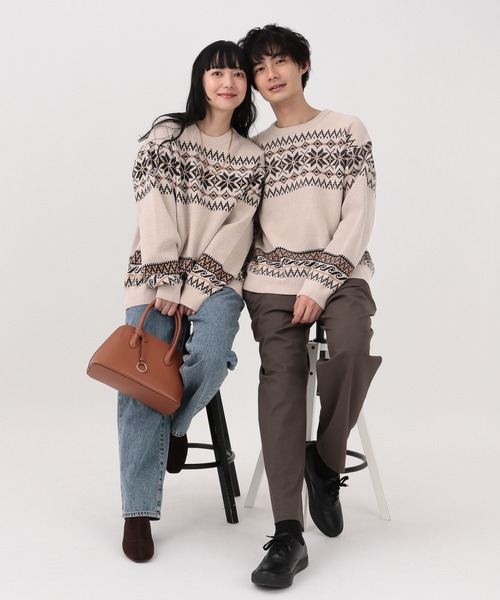 セール】やわらかリッチモールニット/柄/581135（ニット/セーター