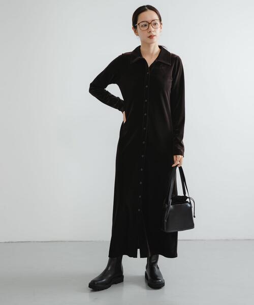 セール】ベロアシャツカラーワンピース（ワンピース）｜URBAN RESEARCH