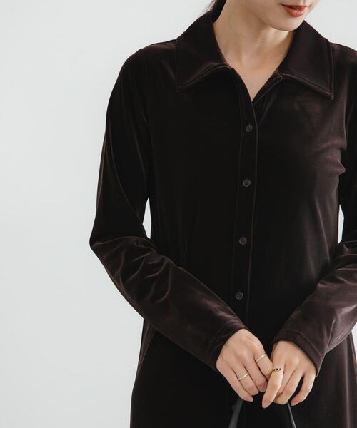 セール】ベロアシャツカラーワンピース（ワンピース）｜URBAN RESEARCH