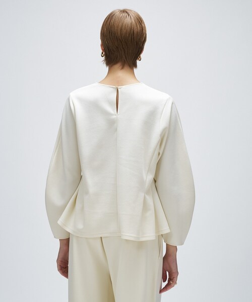 cloenc（クロエンス）の「【セットアップ／マシンウォッシュ】カットジョーゼットペプラムプルオーバー（Tシャツ/カットソー・レディース・ダークブラウン/ブラック/オフホワイト・01/02/03）」の7枚目の写真