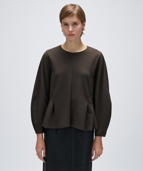 cloenc（クロエンス）の「【セットアップ／マシンウォッシュ】カットジョーゼットペプラムプルオーバー（Tシャツ/カットソー・レディース・ダークブラウン/ブラック/オフホワイト・01/02/03）」の9枚目の写真