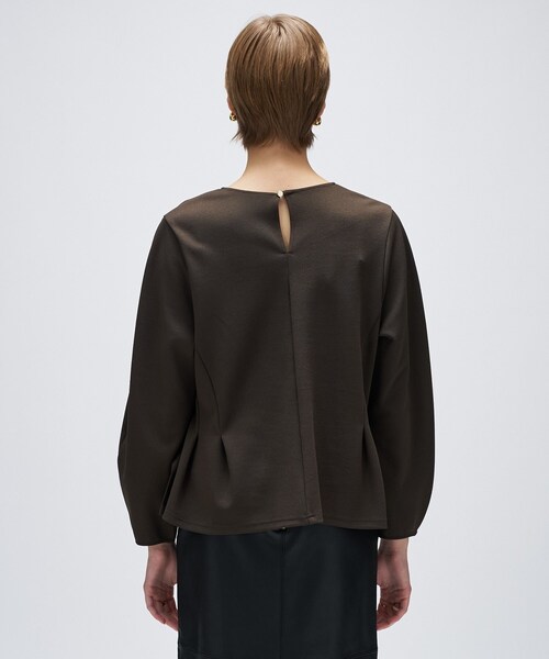 cloenc（クロエンス）の「【セットアップ／マシンウォッシュ】カットジョーゼットペプラムプルオーバー（Tシャツ/カットソー・レディース・ダークブラウン/ブラック/オフホワイト・01/02/03）」の11枚目の写真