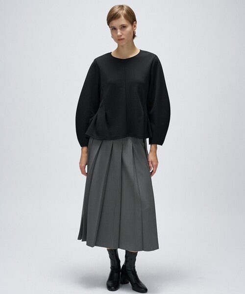 cloenc（クロエンス）の「【セットアップ／マシンウォッシュ】カットジョーゼットペプラムプルオーバー（Tシャツ/カットソー・レディース・ダークブラウン/ブラック/オフホワイト・01/02/03）」の17枚目の写真