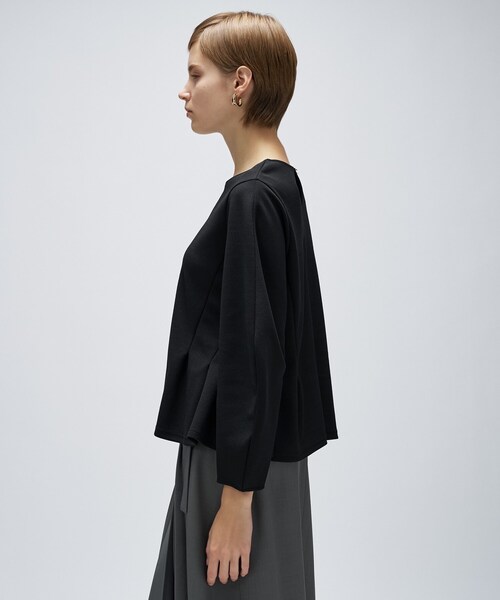 cloenc（クロエンス）の「【セットアップ／マシンウォッシュ】カットジョーゼットペプラムプルオーバー（Tシャツ/カットソー・レディース・ダークブラウン/ブラック/オフホワイト・01/02/03）」の19枚目の写真