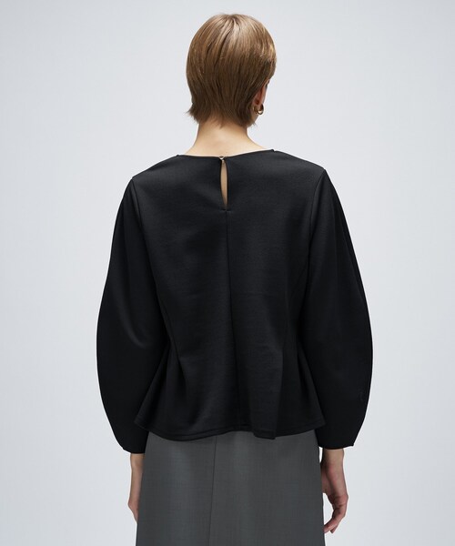 cloenc（クロエンス）の「【セットアップ／マシンウォッシュ】カットジョーゼットペプラムプルオーバー（Tシャツ/カットソー・レディース・ダークブラウン/ブラック/オフホワイト・01/02/03）」の20枚目の写真