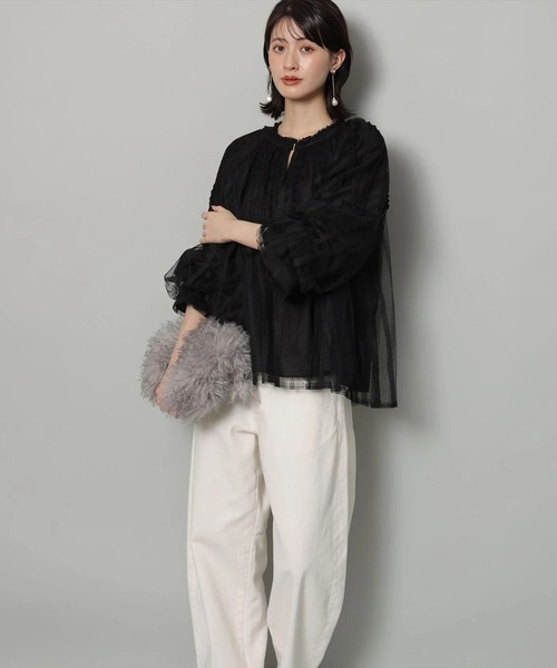 Arpege story アルページュストーリー フリル羽織ブラウス フリルレースドッキングニット | ニット | Arpege story（アルページュ