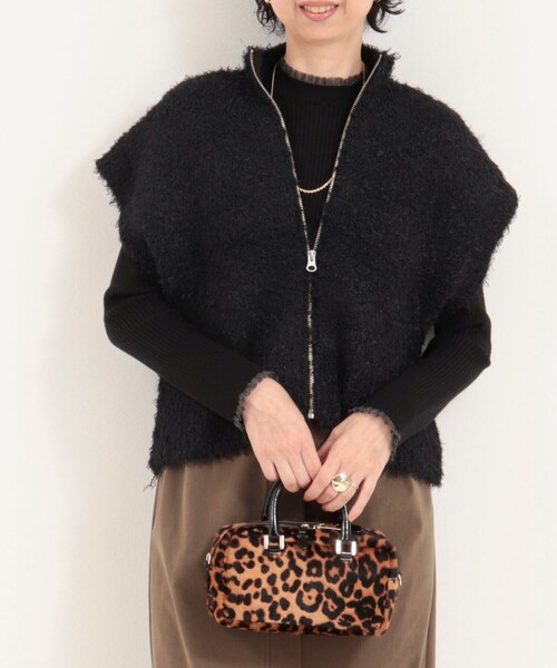 MICO COULIER（ミコクリエ）の「カールボアライクニット（カーディガン/ボレロ・レディース・ブラック/オフホワイト・38）」の16枚目の写真