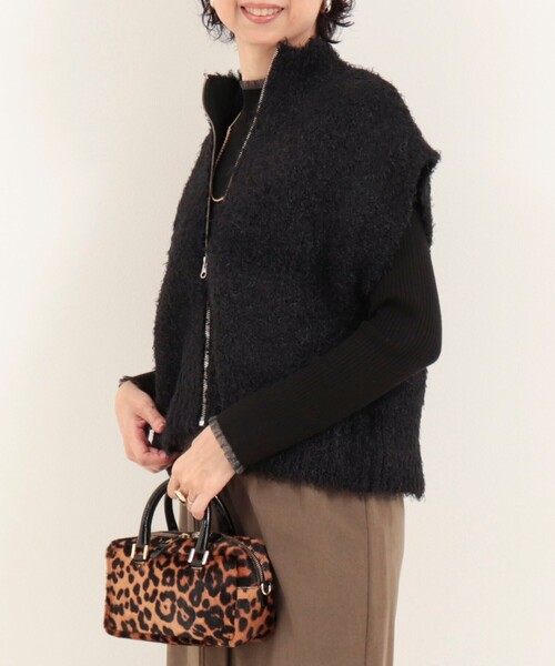 MICO COULIER（ミコクリエ）の「カールボアライクニット（カーディガン/ボレロ・レディース・ブラック/オフホワイト・38）」の19枚目の写真