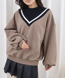 CECIL McBEE | ふくれジャガードフェイクレイヤードトップス(Tシャツ/カットソー)