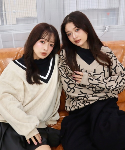 CECIL McBEE（セシルマクビー）の「ふくれジャガードフェイクレイヤードトップス（Tシャツ/カットソー・レディース・ライトベージュ/ベージュ/グレイッシュベージュ・MEDIUM/LARGE）」の18枚目の写真