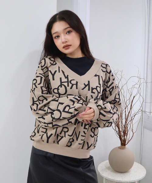 CECIL McBEE（セシルマクビー）の「ふくれジャガードフェイクレイヤードトップス（Tシャツ/カットソー・レディース・ライトベージュ/ベージュ/グレイッシュベージュ・MEDIUM/LARGE）」の19枚目の写真