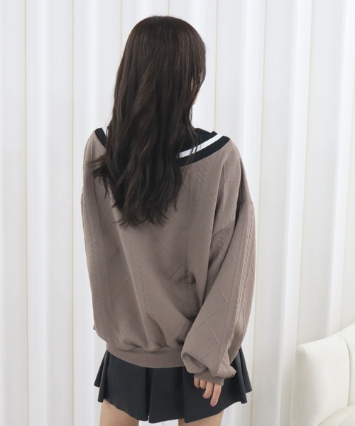 CECIL McBEE（セシルマクビー）の「ふくれジャガードフェイクレイヤードトップス（Tシャツ/カットソー・レディース・ライトベージュ/ベージュ/グレイッシュベージュ・MEDIUM/LARGE）」の13枚目の写真