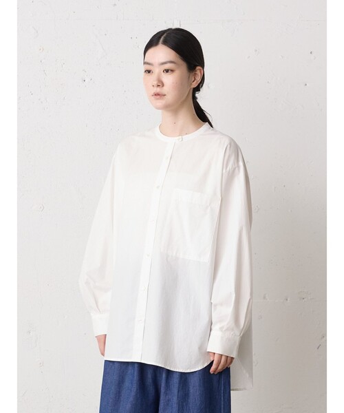 MidiUmi(ミディウミ)の「MidiUmi スタンドカラービッグシャツ(シャツ/ブラウス・レディース・ネイビー/ライトブルー/オフホワイト・FREE)」の8枚目の写真