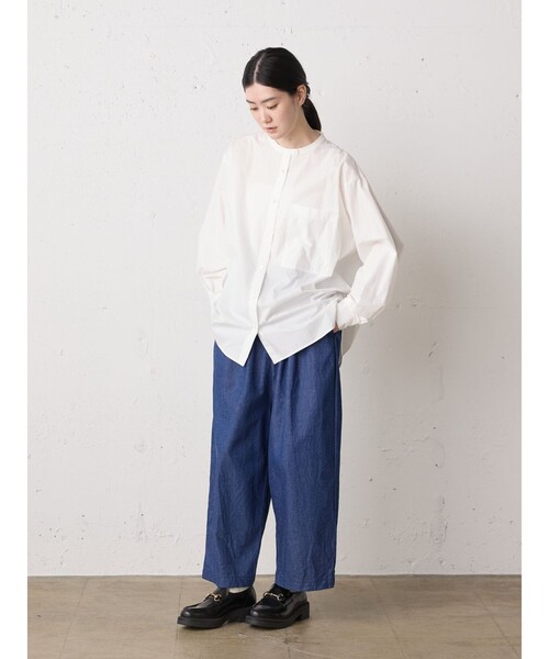 MidiUmi(ミディウミ)の「MidiUmi スタンドカラービッグシャツ(シャツ/ブラウス・レディース・ネイビー/ライトブルー/オフホワイト・FREE)」の13枚目の写真
