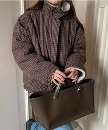 Aelina（エリナ）の「2WAYボアチェック柄ジャケット（ダウンジャケット/コート）」